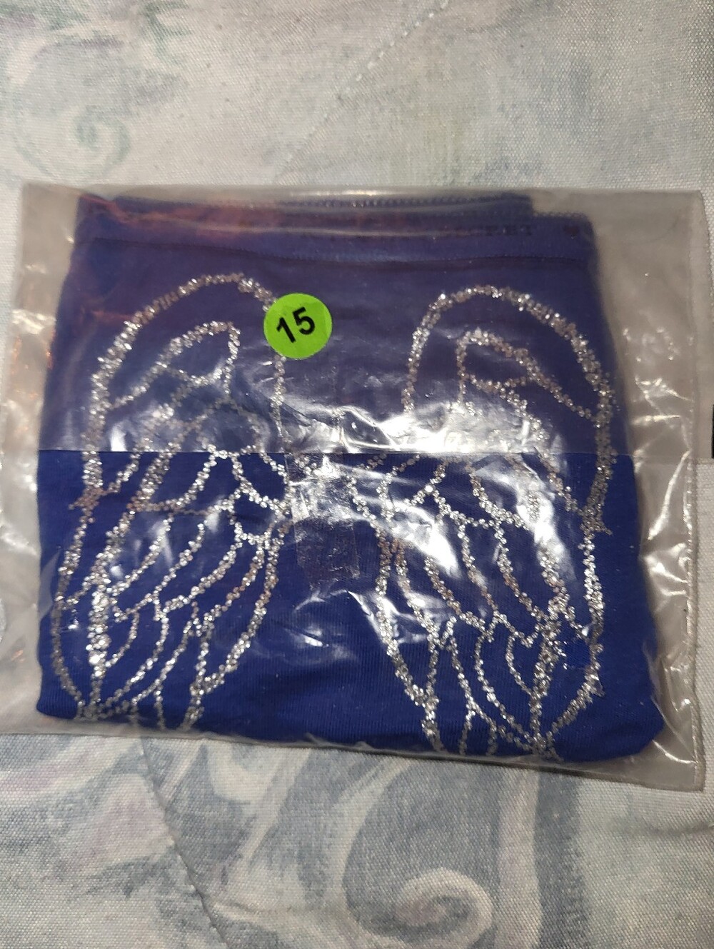 Victoria's Secret Royal Blue Cotton Bikini with Sparkle Angel Wings, Size M - Picture 3 of 6